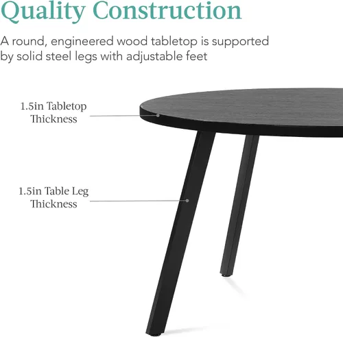 Vista 6 de Best Choice Products Mesa de comedor redonda de mediados de siglo moderna de 35.5 pulgadas, comedor que ahorra espacio para el hogar, cocina, Negro