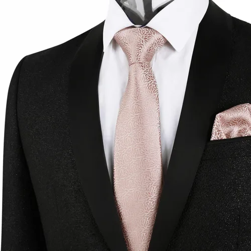 Vista 5 de Alizeal Mens 3.15inches Leaf Flower Pattern Tie Set 141-blush Rosa