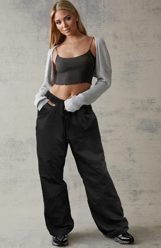 Vista 2 de Waitfairy Pantalones de paracaídas para mujer, pantalones cargo holgados con bolsillos