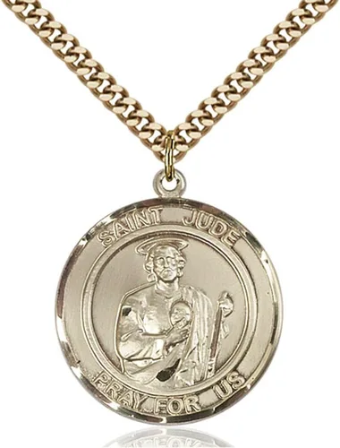 Vista 4 de Bonyak Jewelry - Medalla de San Judas hecha a mano con relleno de oro amarillo de 14 quilates