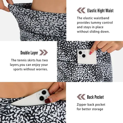 Vista 5 de beroy Faldas cortas para mujer, falda de 20 pulgadas hasta la rodilla para mujer, falda deportiva con pantalones cortos