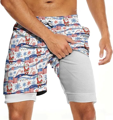 Vista 18 de CHILL·TEK Traje de baño para hombre con forro de compresión de secado rápido 2 en 1, traje de baño para playa