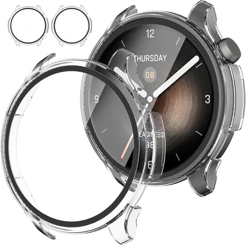 Vista 9 de Rc-Z Paquete de 2 fundas protectoras de pantalla para reloj inteligente Amazfit Balance, parachoques duro de policarbonato integrado, película
