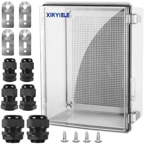 Vista 17 de Caja de conexiones de plástico ABS impermeable para proyectos al aire libre, IP67, resistente a la intemperie, a prueba de polvo con cubierta
