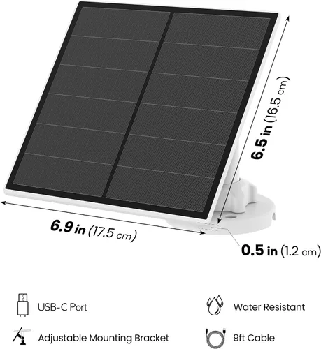 Vista 2 de Feit Electric Panel solar de carga continua/SOL/CAM compatible con Feit Electric Smart Outdoor Camera CAM/WM/WiFi/BAT, cable de 9 pies, micro-USB