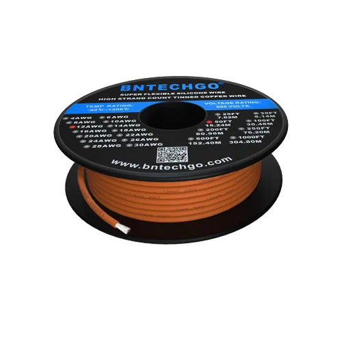 Vista 17 de BNTECHGO Carrete de alambre de silicona calibre 12, 50 pies, color marrón, flexible, 12 AWG, alambre de cobre estañado trenzado