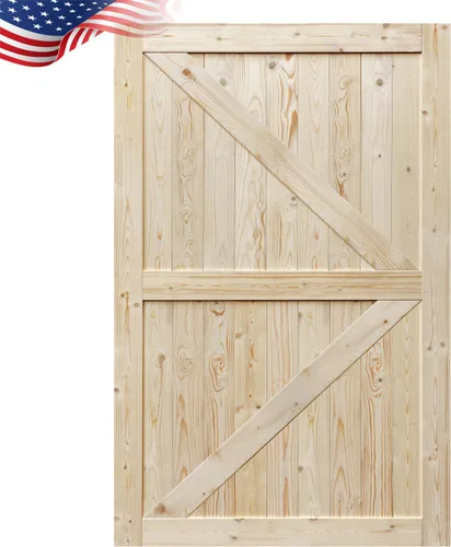 Vista 14 de S&Z TOPHAND® Puerta de granero de 24 x 84 pulgadas, puerta de granero con refuerzo británico sin acabar de 20-60 pulgadas/estilo moderno/madera