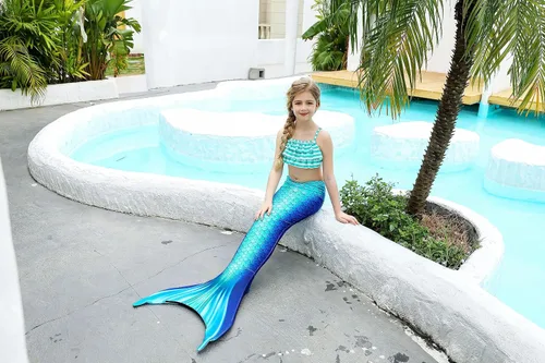 Vista 3 de DNFUN Traje de baño de sirena, sin monoaleta
