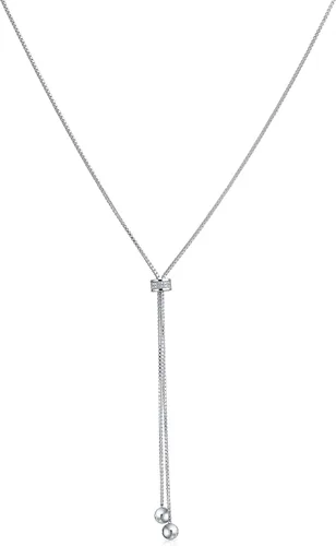 Vista 2 de Minimalist Simple Geometric Round Ball Linear Lariat Tassel Y Slide Necklace Sweater Choker For Women Teen .925 Sterling Silver Adjustable
