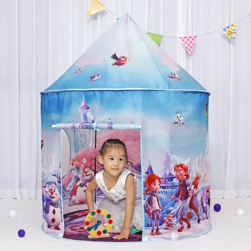 Vista 4 de Tienda de campaña y luces de castillo de hielo para niños, casa de juegos interior para niños, 41 x 53 pulgadas