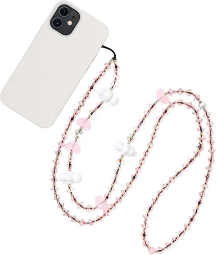 Vista 42 de Beaded Phone Charm Lanyard Strap Crossbody Fixed Beads Pearl Neck Chain
