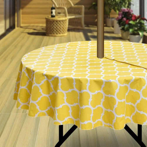 Vista 20 de Hipinger Vinyl Round Fitted Tablecloth with Zipper and Umbrella Hole, Outdoor Oil Waterproof Stain Resisteant PVC Table Cover 40-44 Inch, Black