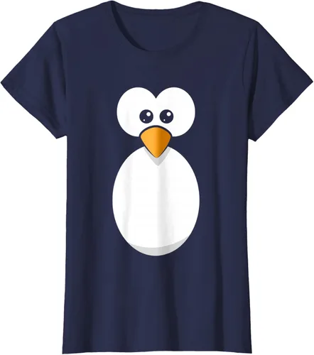 Vista 30 de Camiseta divertida con diseño de cara de pingüino o disfraz fácil, color negro, talla S