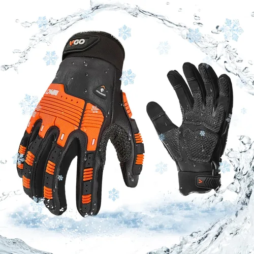 Vista 8 de Vgo... 1 Par -20℃/-4°F A PRUEBA DE FRÍO, Guantes de Cuero de Trabajo de Invierno, Guantes de Impacto, Anti-Vibración, Resistentes al Agua (CA7722FW)