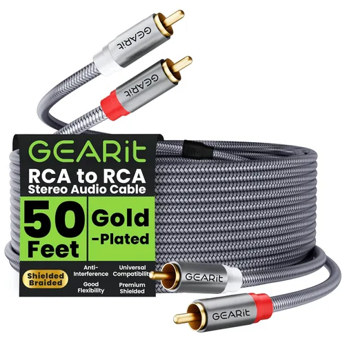 Vista 14 de GEARit Cable RCA (1 pie) 2RCA macho a 2RCA macho, cables de audio estéreo, cable RCA estéreo blindado trenzado para cine en casa, televisión de alta