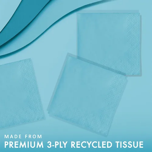 Vista 2 de Creative Converting Touch of Color - Servilletas de papel de 3 capas, 50 unidades para bebidas, color azul Bermudas, Servilleta para bebidas, Azul