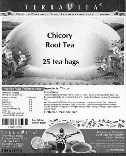 Vista 2 de Té de raíz de achicoria (25 bolsitas de té, ZIN: 511720)