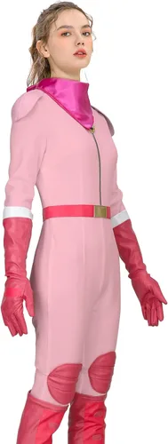 Vista 5 de LINKOM Disfraz de melocotón rosa para mujer, disfraz de princesa, traje de batalla, conjunto completo de Halloween, cosplay, uniforme