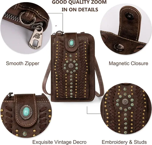 Vista 6 de Montana West Small Crossbody Cell Phone Purses for Women Western Cell Phone Wallet Bags Purses and Handbags with Coin Pocket