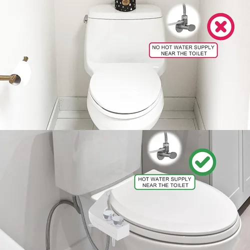Vista 6 de BIDETbidet - Accesorio de bidé ultradelgado reversible para agua caliente izquierda/derecha con control de temperatura, juego de pomos