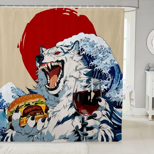 Vista 21 de Cortina de ducha de sirena, decoración de baño con escala de acuarela, habitación para niños y niñas, mujeres, caricaturas, delfín, pulpo