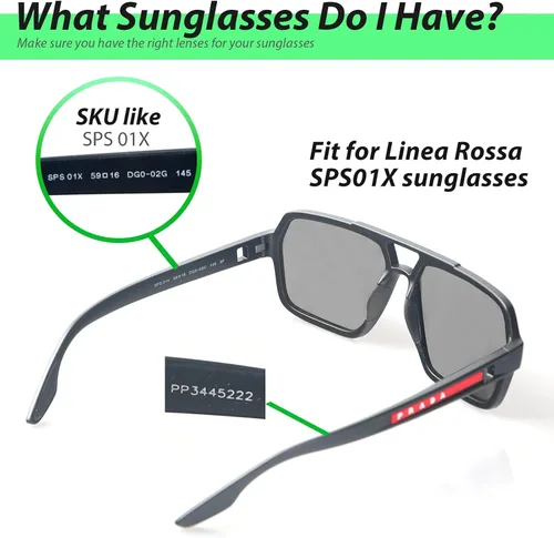 Vista 4 de Walleva Lentes de repuesto para gafas de sol Prada Linea Rossa SPS01X - Múltiples opciones disponibles