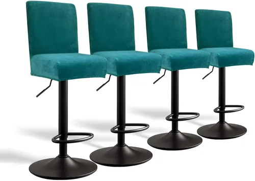 Vista 17 de Juego de 4 fundas de terciopelo para taburetes de bar, fundas elásticas suaves para taburetes de bar con respaldo, lavables, extraíbles, fundas