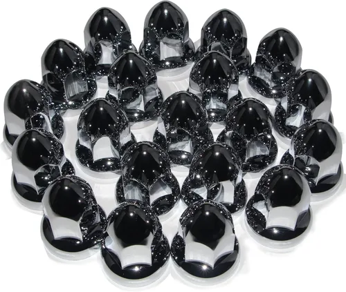 Vista 8 de iBroPrat 33mm Cubiertas de tuerca cromadas, cubiertas de tuerca de plástico cromado ABS con bridas en forma de bala, para camiones semirremolque