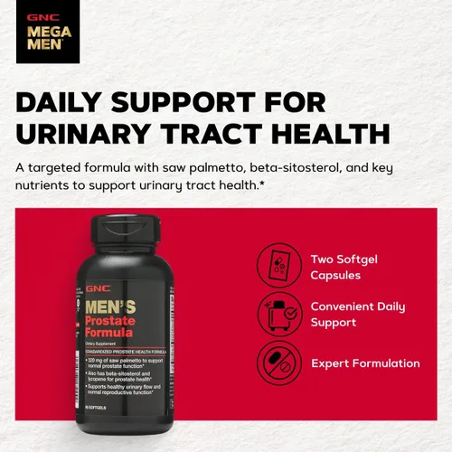 Vista 3 de GNC Fórmula de próstata para hombres, 60 cápsulas blandas, apoya la función reproductiva normal