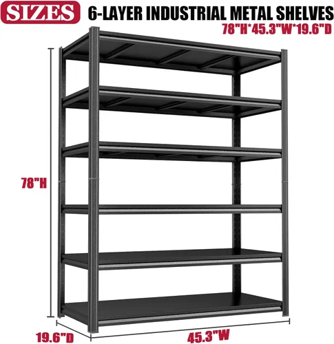 Vista 2 de Garage Shelving Heavy Duty Storage Shelves 3000LBS 6-Tier Adjustable Metal Shelving Units Garage Storage Shelves for Warehouse, Industrial