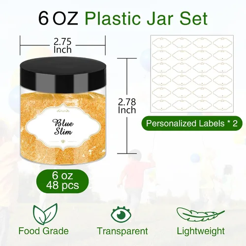 Vista 37 de PeacePeo Tarros de plástico con tapas, recipientes de slime de 4 onzas, 72 frascos de plástico transparente vacíos, recipientes de cosméticos