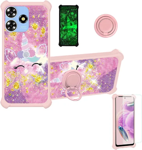Vista 75 de jioeuinly JSF-DJS - Funda compatible con Nothing Phone 2a con protector de pantalla de vidrio templado, policarbonato duro + silicona suave, soporte