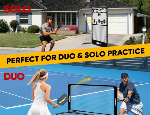 Vista 2 de Red de práctica de pickleball con mini red de pickleball pequeña de 6 pies, sistema de entrenamiento individual portátil para manos delanteras