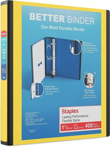 Vista 39 de Carpeta con anillos en forma de "D" de 1 pulgada para mejor visualización Staples, Negro