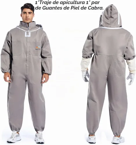 Vista 6 de ANDES Traje de apicultor de polialgodón a prueba de picaduras para hombre y mujer