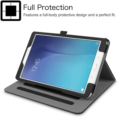 Vista 4 de Fintie Funda multiángulo para Samsung Galaxy Tab E 9.6 2015, color negro Modelo SM-T560/T561/T565/T567, bolsillo para tarjeta frontal, protección