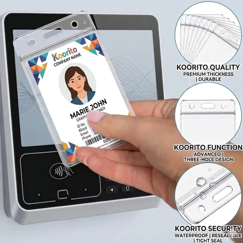 Vista 4 de 15 soportes verticales para tarjetas de identificación, transparente, impermeable, soporte de plástico para placa de identificación, para oficina