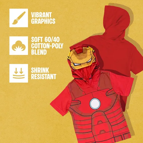 Vista 4 de Marvel Avenger - Camiseta con capucha y máscara, para niños pequeños y niños pequeños