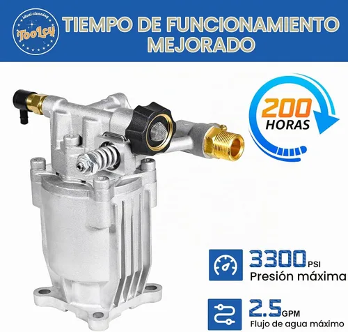 Vista 2 de TOOLCY Bomba de lavado a presión 3/4" eje horizontal, 2600-3300 PSI @ 2.5 GPM