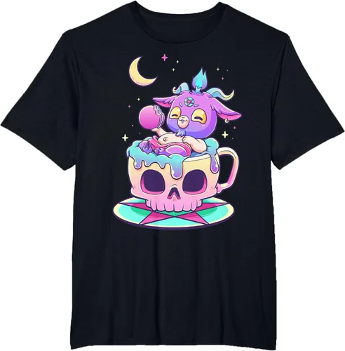 Vista 79 de Kawaii Pastel Goth Cute espeluznante Pentáculo Baphomet - Camiseta de cabra, Negro