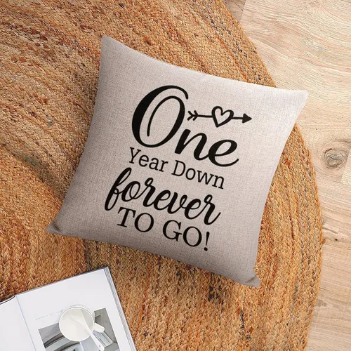 Vista 6 de One Year Down Forever to Go - Fundas de almohada decorativas de 16 x 16 pulgadas, funda de cojín cuadrada con acento de San Valentín para sofá