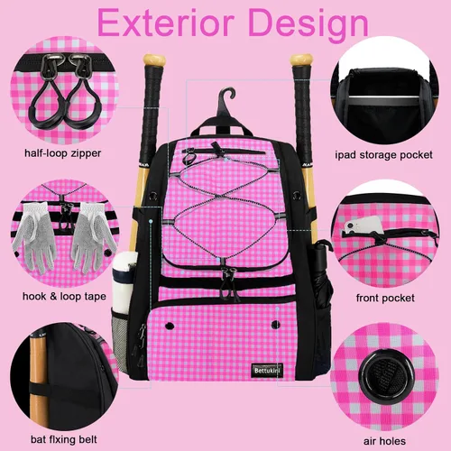 Vista 48 de Bolsa de béisbol juvenil con compartimento ventilado para zapatos, bolsa de bate de sóftbol para guantes de bateo, casco, equipo de teeball