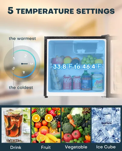 Vista 7 de Upstreman - Mini refrigerador de 1.7 pies cúbicos con congelador, acero inoxidable -FR17