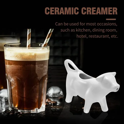Vista 6 de Crema de cerámica con forma de vaca y jarra de salsa, mini jarra de leche de 3.4 fl oz para café, té, cocina