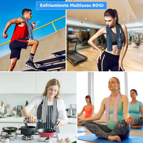 Vista 9 de BOGI Toallas refrescantes para cuello y cara, toalla suave y transpirable para enfriamiento instantáneo, se mantiene fresca para yoga, deportes