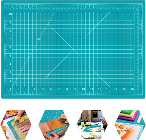 Vista 11 de Tapete de corte autorreparable de 18 x 12 pulgadas, tapete de costura para manualidades, tabla de cortar de mesa de 5 capas de doble cara
