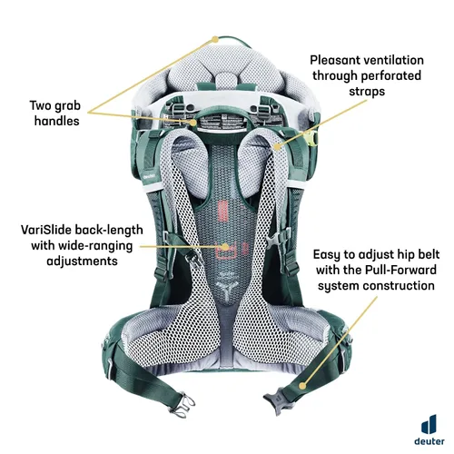 Vista 4 de Deuter Kid Comfort - Mochila y mochila para viajes y senderismo con niños pequeños - Bosque