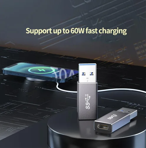 Vista 4 de [10 Gbps] USB 3.2 de alta velocidad USB C a USB A, transferencia de datos de 10 Gbps y carga rápida de 60 W para iPhone 15 Plus Pro Max, iPad