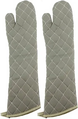 Vista 7 de Manoplas extralargas para horno, resistentes al calor, con forro de algodón, guantes gruesos para cocina, servicio de alimentos y alimentos