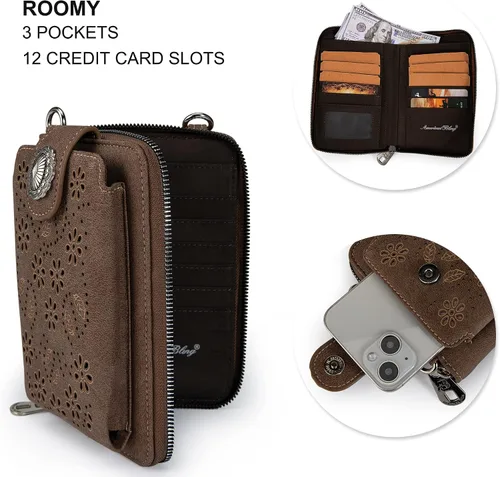 Vista 8 de Montana West Small Crossbody Cell Phone Purses for Women Western Cell Phone Wallet Bags Purses and Handbags with Coin Pocket